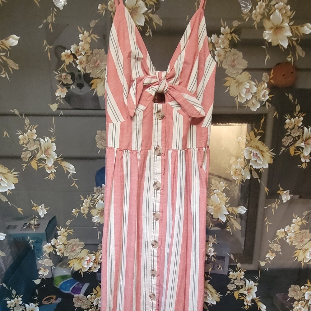 Pink and white dress